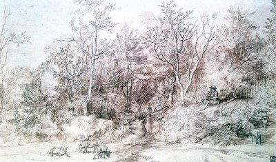 लैंडस्केप विथ पर्सन प्लेयिंग फ्लूट, c1627-1674 द्वारा जन लीवेंस