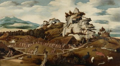 अमेरिका की विजय से एक प्रकरण के साथ लैंडस्केप, c.1535 द्वारा जान मोस्टअर्ट