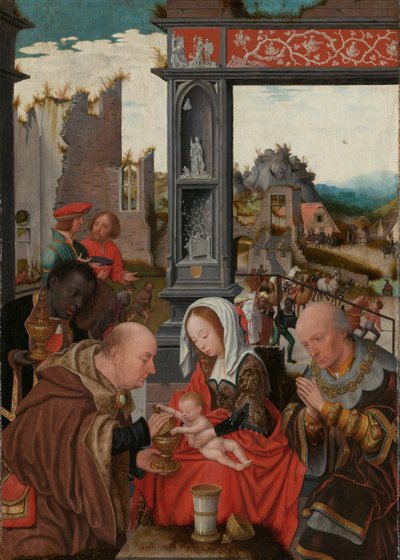 Magi की आराधना, c.1520-5 (पैनल पर तेल) द्वारा जान मोस्टअर्ट
