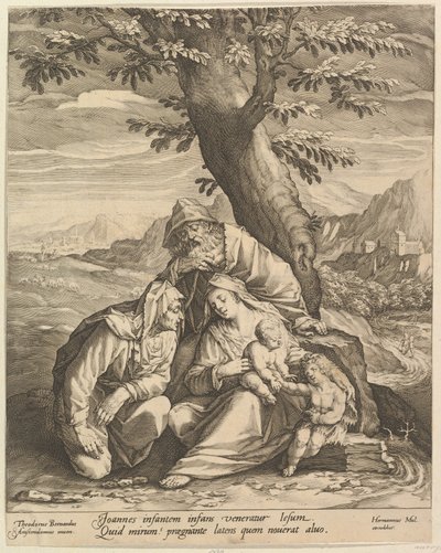 सेंट एलिजाबेथ और सेंट जॉन द बैपटिस्ट के साथ पवित्र परिवार, 1588। द्वारा जान मुलर
