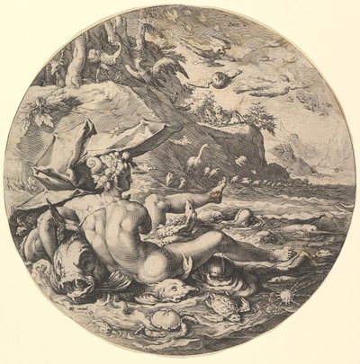 द फिफ्थ डे डेज़ वी, द क्रिएशन ऑफ द वर्ल्ड की श्रृंखला से, सीए। 1597. द्वारा जान मुलर