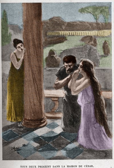 दोनों ने हेनरिक सिएनकिविज़ के उपन्यास "क्यू वादिस" के लिए जेन स्टायका (1858-1925) द्वारा सीज़र (अध्याय आठवीं) चित्रण के घर में प्रार्थना की। द्वारा जान स्टाइका