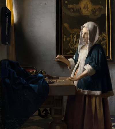 तराजू वाली औरत। 1664 के आसपास द्वारा Jan Vermeer van Delft
