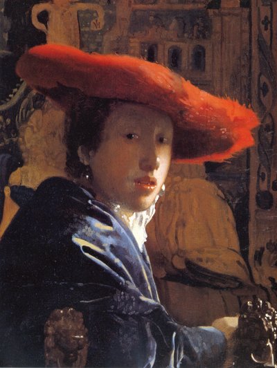 लाल टोपी वाली लड़की, c.1665 द्वारा Jan Vermeer van Delft
