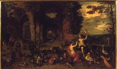 वायु और अग्नि का रूपक, c.1650-60 (पैनल पर तेल) द्वारा जन यंगर ब्रुघेल