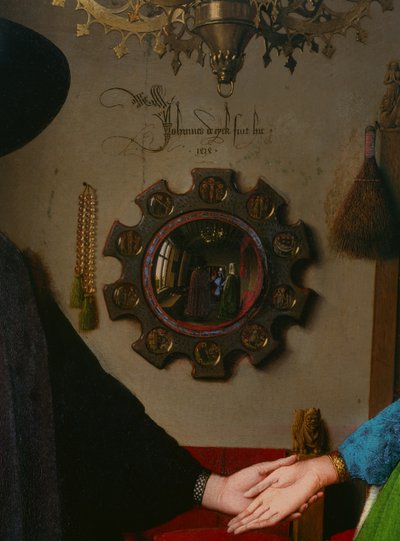 अर्नोल्फिनी विवाह, दर्पण का विस्तार, पैनल पर 1434 तेल द्वारा Jan van Eyck