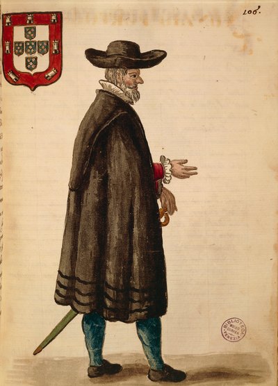 पुर्तगाली राजदूत, जेन वैन ग्रेवेनब्रोक या जियोवानी ग्रीवेम्ब्रोक (1731-1807), ग्लि डोने डे वेनेज़ियानी द्वारा, वेशभूषा की सचित्र पुस्तक, जल रंग से द्वारा जन वैन ग्रीवेनोबेक
