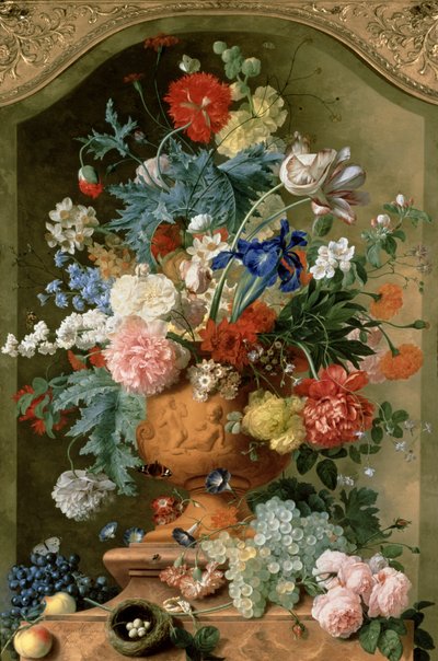 टेराकोटा फूलदान में फूल, 1736 द्वारा Jan van Huysum