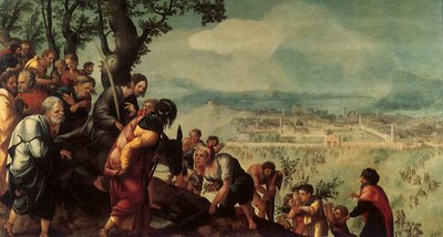 यरूशलेम में मसीह का प्रवेश, एक त्रिपिटक से केंद्रीय पैनल, c.1526 द्वारा जन वैन स्कोरर