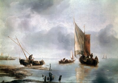 हल्की हवा में एक छोटा पोत, और दूसरा तट, सीए 1650-1660, जन वैन डे कैपेल (1624-सीए 1679) द्वारा, कैनवास पर तेल, 34, 8x48 द्वारा जान वैन डे कैपेले या कैप्पेल