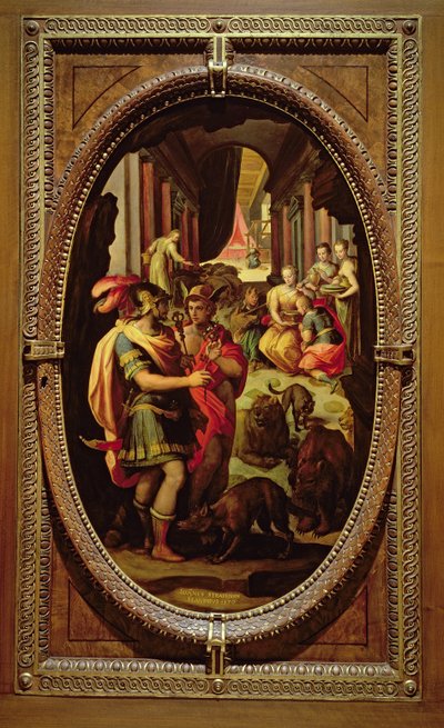 Ulysses, पारा और Circe, 1570 (स्लेट पर तेल) द्वारा जन वैन डर स्ट्रेट