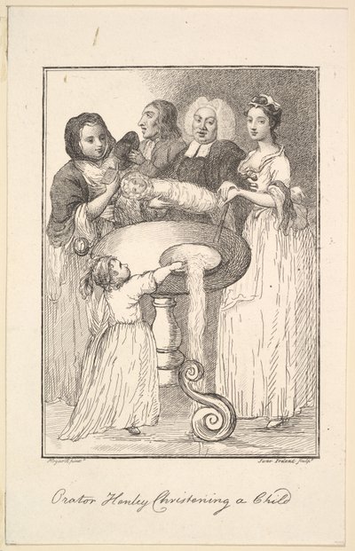 वक्ता हेनले एक बच्चे का नामकरण, 1794। द्वारा जेन आयरलैंड
