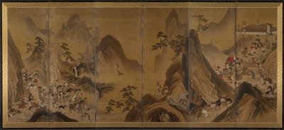 एक पहाड़ी परिदृश्य में टार्टर्स का शिकार द्वारा Japan, Edo period