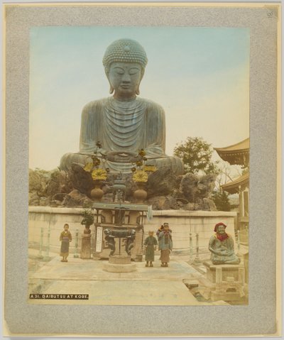 कोबे, जापान में Daibutsu (हाथ से रंगीन b/w फोटो) द्वारा जापानी फोटोग्राफर