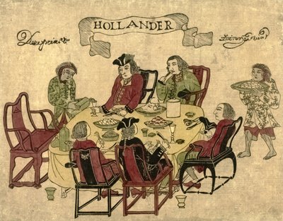 डच VOC के कर्मचारियों को 1790-1810 में देशिमा पर जावानीस सेवकों द्वारा भोजन परोसा गया द्वारा जापानी स्कूल