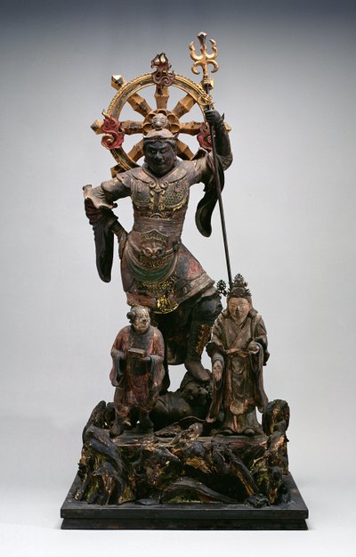 एक संरक्षक देवता का चित्र, कामाकुरा काल, 12 वीं -14 वीं शताब्दी (लकड़ी) द्वारा Japanese School