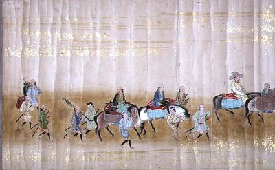 1651 में टोकुगावा इत्सुना के उत्तराधिकार के समय मेइरेकी 1 में जापान में छठा कोरियाई दूतावास, संभवत: कानो मासुनोबु (1625-94) (स्क्रॉल पेंटिंग) (विवरण) द्वारा (120832 भी देखें) द्वारा जापानी स्कूल