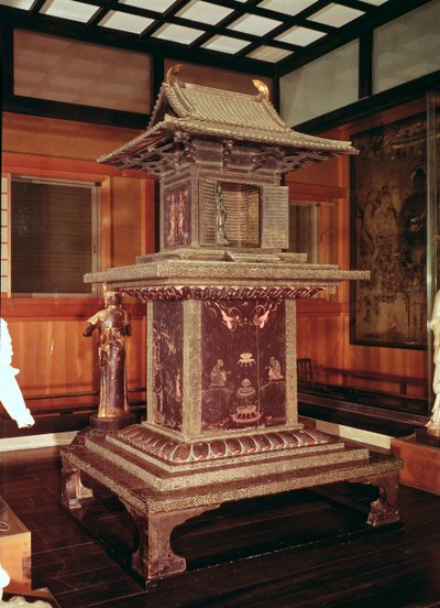 हरमू जी मंदिर से तमामुशी तीर्थस्थल, जो पिछले अवतार में बुद्ध की कहानी को दर्शाते हैं, c.650 द्वारा जापानी स्कूल