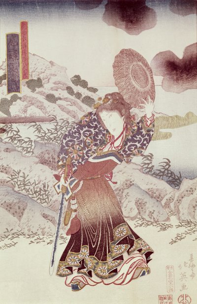 Shunko Hokuei (d.1837), पब द्वारा कोसानो इचोजोसी के रूप में अज्ञात अभिनेता c.1830, (कलर वुडब्लॉक प्रिंट) द्वारा जापानी स्कूल