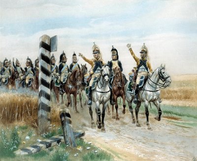 एडौर्ड डिटेल (1848-1912) द्वारा बॉर्डर पोस्ट, 23वां ड्रैगन वॉटरकलर। 19 वी सदी। पेरिस, मुसी डे ल'आर्मी द्वारा जीन बैप्टिस्ट एडौर्ड डिटेल