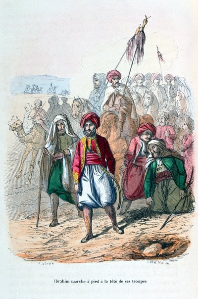 इब्राहिम पाशा मार्चिंग ऑन द फ्रंट ऑफ हिज ट्रूप्स, 1811-1818 1847 द्वारा जीन एडोल्फ बीज़