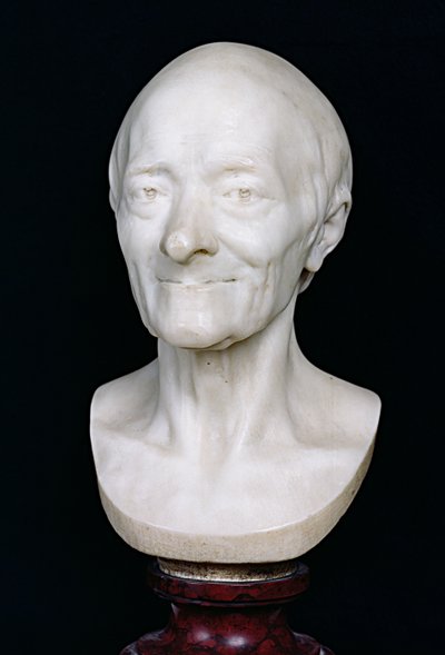 वोल्टेयर की बस्ट (1694-1778) उसकी विग के बिना, 1778 (संगमरमर) द्वारा Jean Antoine Houdon