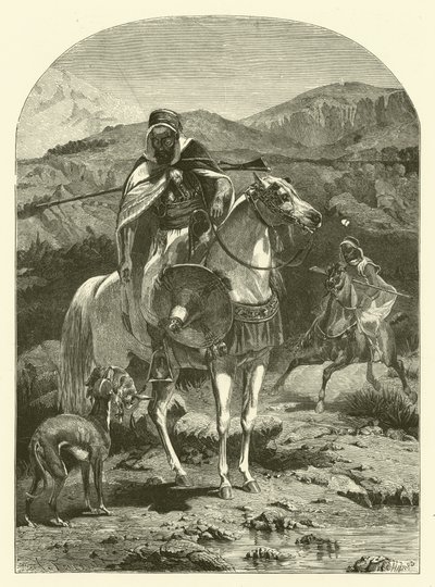 अल्जीरिया में ग्रेहाउंड के साथ हरे शिकार (उत्कीर्णन) द्वारा जीन एंटोनी वैलेन्टिन फुलक्वायर