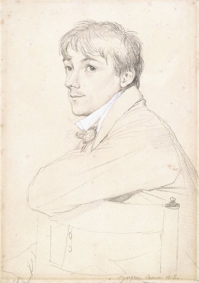 जीन-लुई प्रोवोस्ट, 1813 की पीठ पर अपने लेफ्ट आर्म को बैठाया और आराम किया द्वारा जीन अगस्टे डॉमिनिक इंगर्स