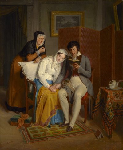 कॉन्विसेंट में पढ़ना, c.1827 द्वारा जीन ऑगस्टिन फ्रेंकलिन