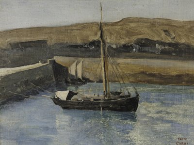 एक मछली पकड़ने की नाव, Honfleur, c.1830 (कागज पर तेल) द्वारा जीन बैप्टिस्ट केमिली कोरोट