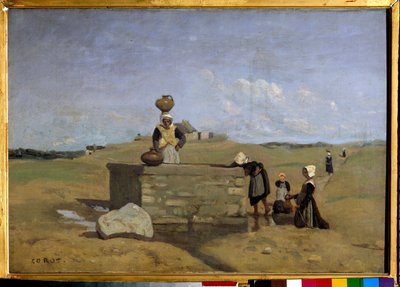केमिली कोरोट (1796-1875) 19वीं सदी के सूर्य द्वारा फाउंटेन, बैट्ज़ पेंटिंग के गांव में ब्रेटन। 0,38x0,55 वर्ग मीटर द्वारा जीन बैप्टिस्ट केमिली कोरोट