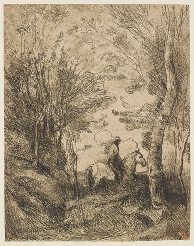 ले ग्रैंड कैवेलियर सूस बोइस (जंगल में बड़ा सवार) द्वारा Jean-Baptiste-Camille Corot