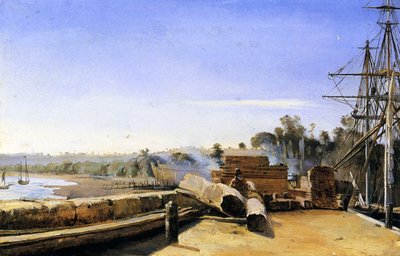 होनफेलुर में शिपयार्ड, c.1823 (कागज पर तेल) द्वारा जीन बैप्टिस्ट केमिली कोरोट
