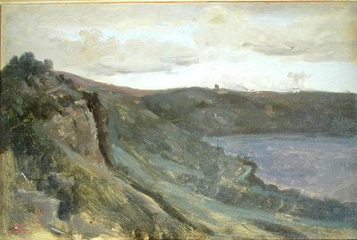 द बैंक्स ऑफ़ द टाइबर, सराउंड बाय हिल्स, c.1825-27 (कैनवास पर तेल) द्वारा जीन बैप्टिस्ट केमिली कोरोट
