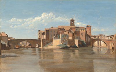सैन बार्टोलोमियो का द्वीप और पुल, रोम, 18251828। द्वारा Jean Baptiste Camille Corot