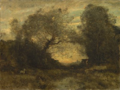 जंगल के प्रवेश द्वार पर तालाब, c.1860-75 द्वारा जीन बैप्टिस्ट केमिली कोरोट