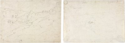 मैरिनो का दृश्य (रेक्टो); लैंडस्केप के लिए स्केच (पीछे की ओर) द्वारा Jean-Baptiste-Camille Corot