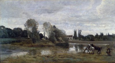 विले dAvray, हॉर्स वॉटरिंग, c.1860-65 द्वारा जीन बैप्टिस्ट केमिली कोरोट