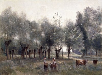 विलो के एक क्षेत्र में महिलाएं, 1860-65 द्वारा जीन बैप्टिस्ट केमिली कोरोट