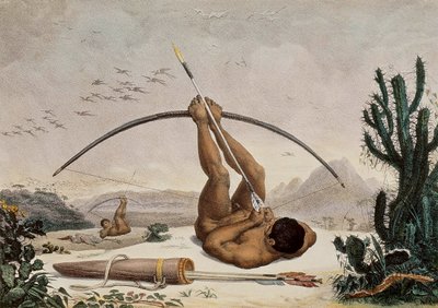 नेटिव आर्चर, ब्राजील के आंतरिक भाग में ट्रेवल्स से चित्रण, 1834 द्वारा जीन बैप्टिस्ट डेब्रेट