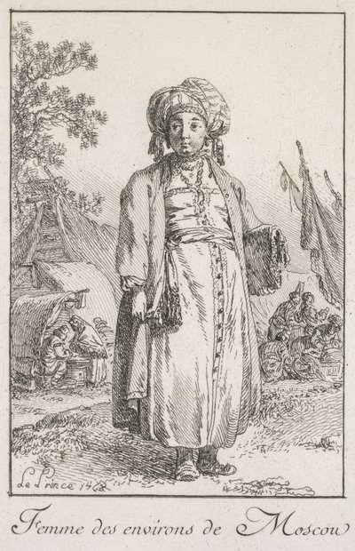 मॉस्को के उपनगरों से महिला, 1768। द्वारा जीन बैप्टिस्ट ले प्रिंस