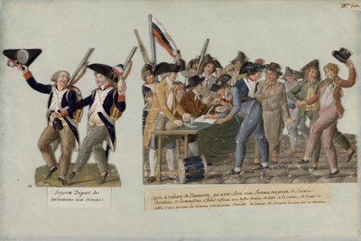 क्रांतिकारी सेनाओं के लिए स्वयंसेवकों का प्रस्थान, c. 1793. द्वारा जीन बैप्टिस्ट लेस्युउर