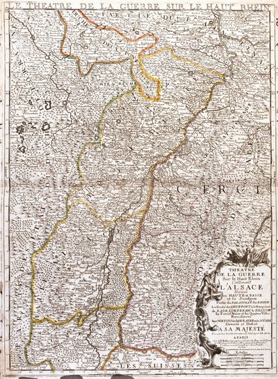 अलसैस (फ्रांस) का नक्शा (उत्कीर्णन) द्वारा जीन बैप्टिस्ट नोलिन