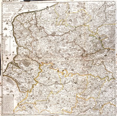 आर्टोइस (फ्रांस) और फ़्लैंडर्स (बेल्जियम, नीदरलैंड) का नक्शा (उत्कीर्णन) द्वारा जीन बैप्टिस्ट नोलिन