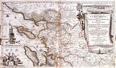 Poitou Charentes (फ्रांस) का नक्शा (उत्कीर्णन) द्वारा जीन बैप्टिस्ट नोलिन