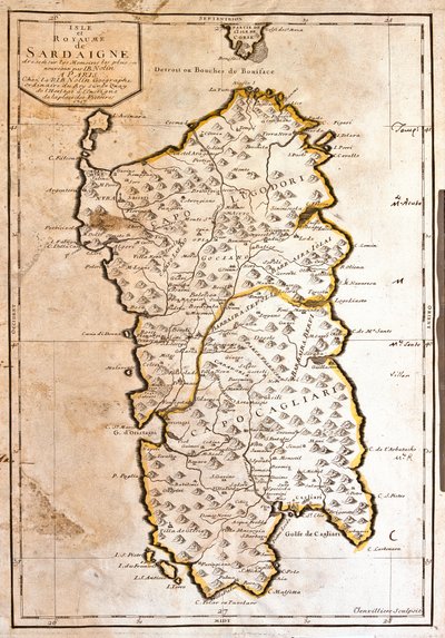 सार्डिनिया साम्राज्य का नक्शा (इटली) (उत्कीर्णन) द्वारा जीन बैप्टिस्ट नोलिन