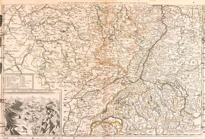 राइन के आसपास के क्षेत्र का नक्शा (जर्मनी, स्विट्ज़रलैंड, फ़्रांस) (उत्कीर्णन) द्वारा जीन बैप्टिस्ट नोलिन
