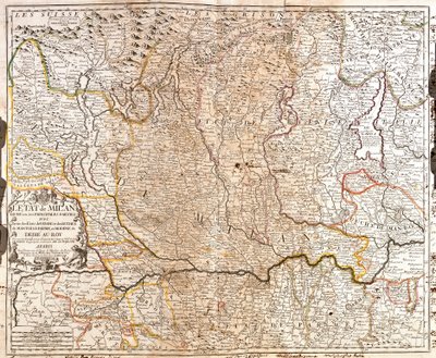 मिलान के क्षेत्र का नक्शा (इटली) (उत्कीर्णन द्वारा जीन बैप्टिस्ट नोलिन
