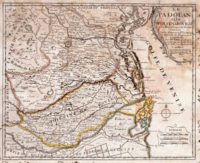 Padua और Polesine (इटली) के क्षेत्र का नक्शा (उत्कीर्णन द्वारा जीन बैप्टिस्ट नोलिन