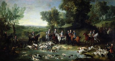 लुइस XV (1710-1774) सेंट-जर्मेन, 1730 में वन में हरिण शिकार द्वारा जीन बैप्टिस्ट ओड्री